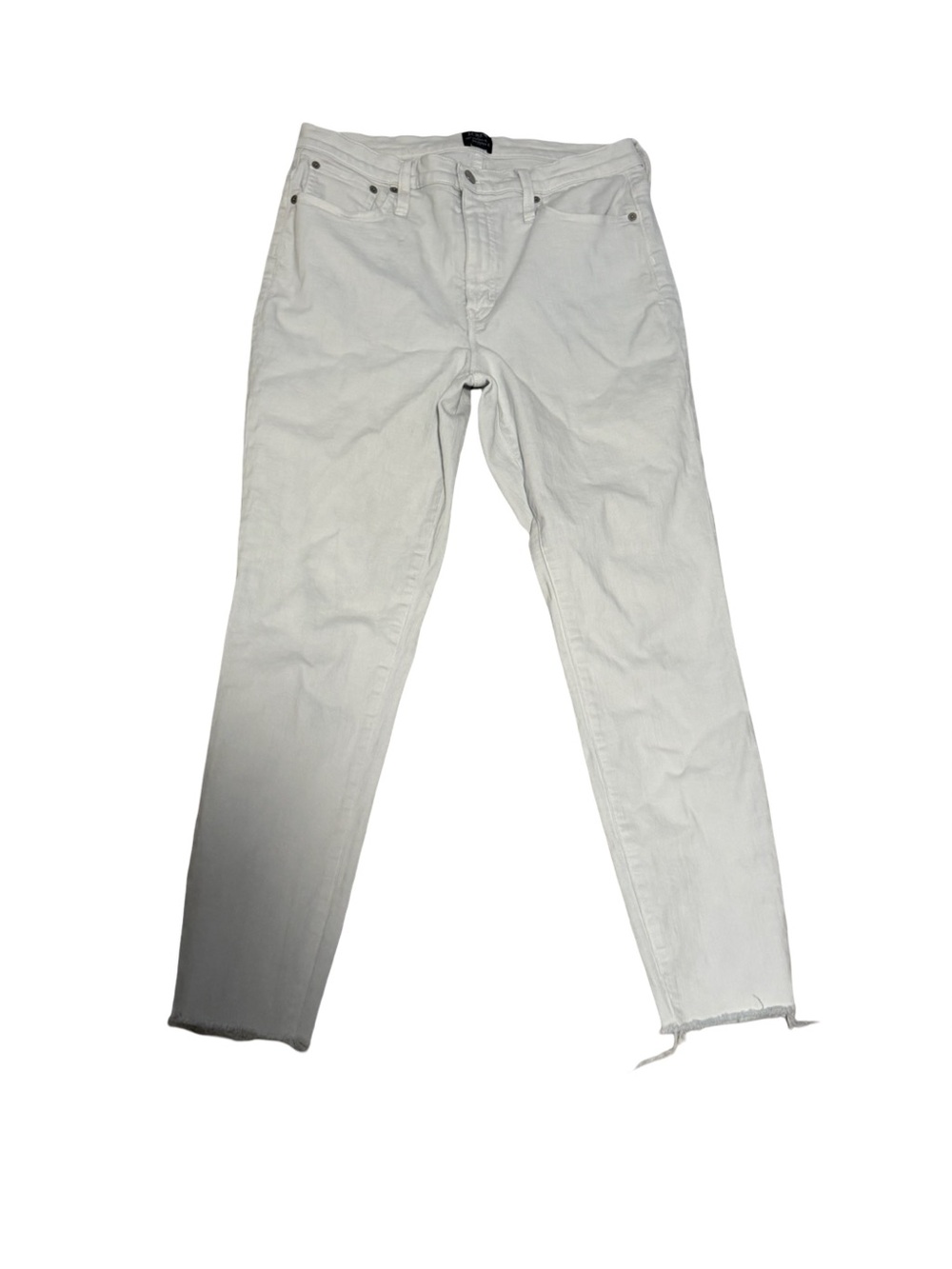 J.Crew White Denim Jeans Raw Hem Straight Leg Size 10